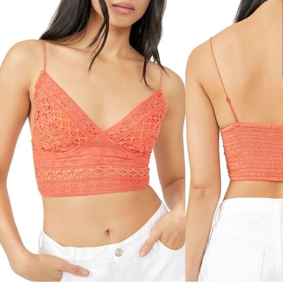 Free People Carrie Embroidered Longline Bralette‎ Size Medium - Picture 1 of 6